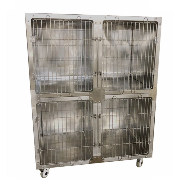Starke kundenspezifische Metallprodukte/Edelstahl-Hundekäfig mit 4 Gießmaschinen-Rädern