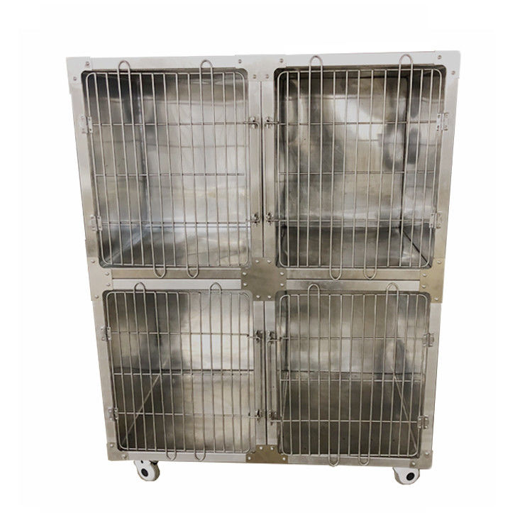 Starke kundenspezifische Metallprodukte/Edelstahl-Hundekäfig mit 4 Gießmaschinen-Rädern