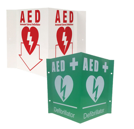 Flache/90 Grad-/V Art AED-Zeichen-Kundenbezogenheit der ersten Hilfe annehmbar